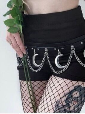 Killstar Rawk Black Silver Moon Chain Belt